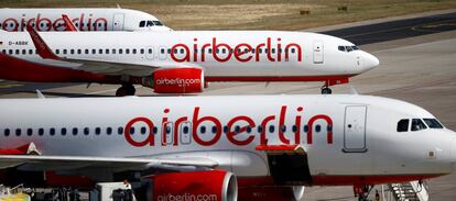 Aviones de la compañía Air Berlin en Alemania.