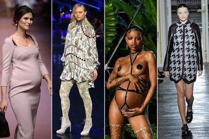 Bianca Balti, Gemma Ward, Slick Woods y Miranda Kerr, embarazadas sobre la pasarela.