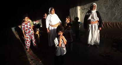 Desplazados yazidíes en Dohuk, este lunes.