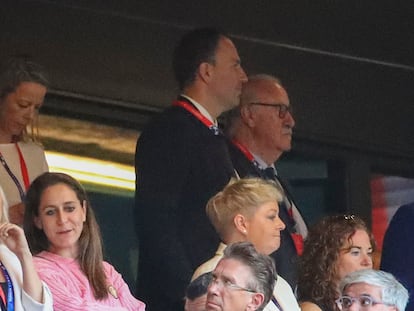 Vicente del Bosque, el sábado en San Mamés durante la final de la Champions entre el Barcelona y el Lyon.