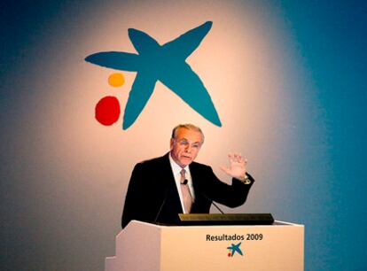 El presidente de La Caixa, Isidre Fainé, durante la presentación de resultados, ayer en Barcelona.