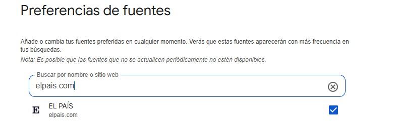 La preferencia de fuentes en Google se marca haciendo clic en la casilla.
