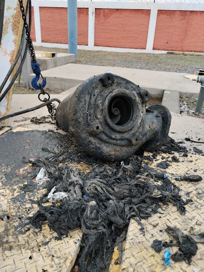 Basura extraída de las alcantarillas.