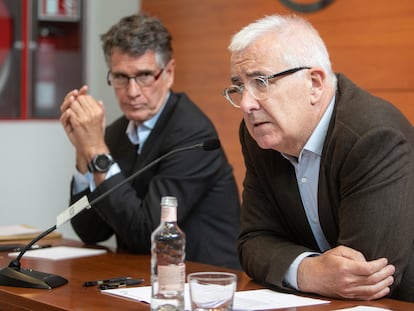 El presidente del Círculo de Economía, Jaume Guardiola, y el director general, Miquel Nadal, en una imagen de archivo.