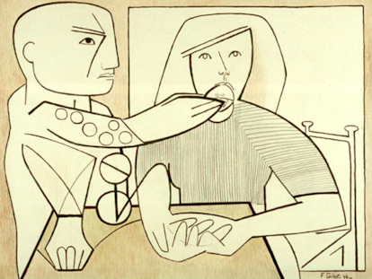 ‘Adam forzando a Eva a comer una manzana II’, una obra de Françoise Gilot de 1946.