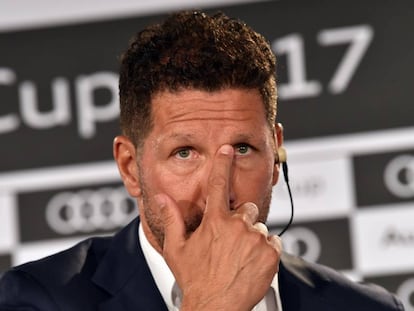 Simeone durante la presentaci&oacute;n de la Audi Cup- 