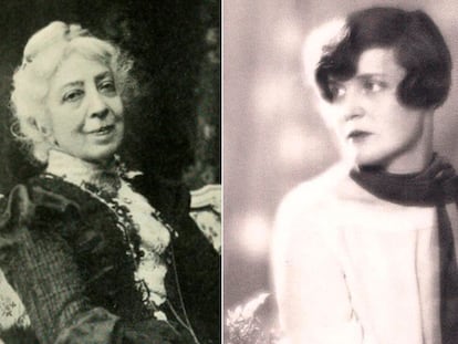 Las compositoras Pauline Viardot, a la izquierda, y Germaine Tailleferre, esta última fotografiada por Man Ray.