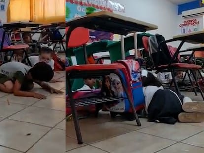 Video | Una profesora trata de calmar a sus alumnos en medio de una balacera