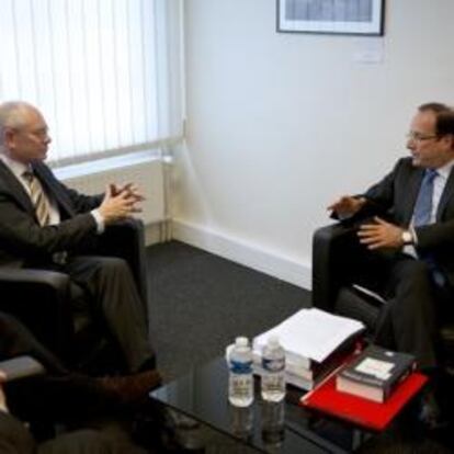 Francois Hollande, Presidente de Francia y Herman Van Rompuy, Presidente del Consejo Europeo.