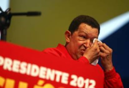 El presidente de Venezuela, Hugo Chávez, en un evento electoral en la parroquia Antímano en Caracas (Venezuela).