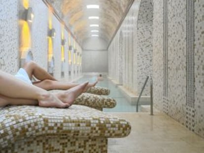 Piscina del balneario Termas Pallarés, en Alhama de Aragón.