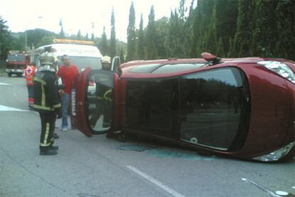 Accidente de trfico registrado en la Urbanizacin La Berzosa, de Hoyo de Manzanares.