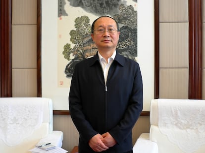 Yu Haibin, the deputy director of the Office of the National Narcotics Control Commission, on the premises of the Ministry of Public Security on January 8 in Beijing.