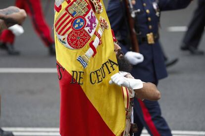 El Grupo de Regulares de Ceuta durante su participación en el desfile de las Fuerzas Armadas.