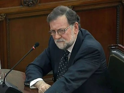 Ex-PM Mariano Rajoy giving witness testimony on Wednesday.