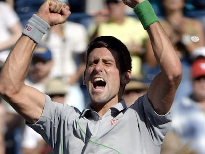 Djokovic celebra su victoria en semifinales. 