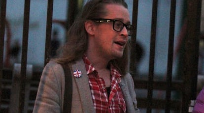 Macaulay Culkin, em uma pausa nas filmagens em Nova York.