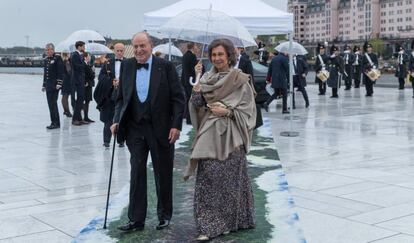 Los reyes emérios, este miércoles en Oslo para el cumpleaños de los reyes noruegos.