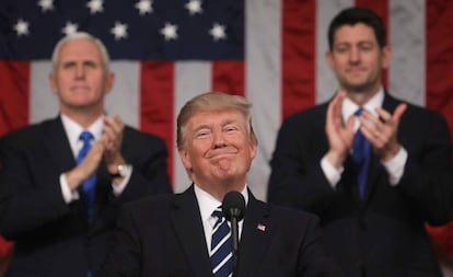 Trump, el vicepresident Mike Pence i el portaveu de la Cambra de Representants, Paul Ryan.