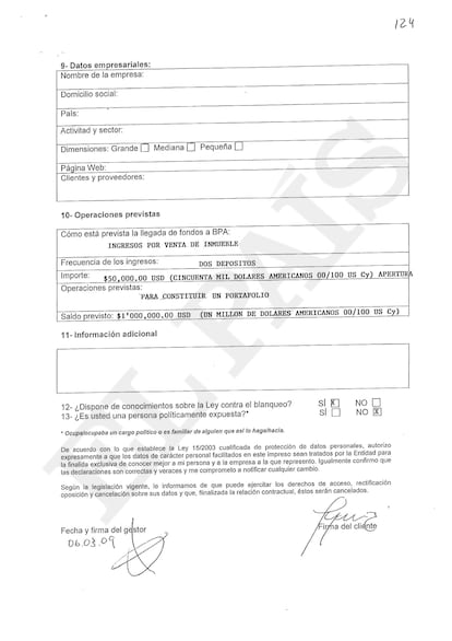 segunda página documento Banca Privada de Andorra y Sylvana Beltrones