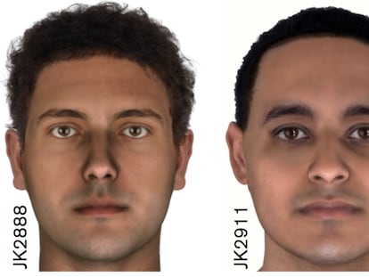 Ilustración del estudio sobre la reconstrucción del rostro de tres momias egipcias de hace 2.000 años.