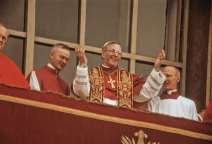 El papa Juan Pablo I tras el cónclave.
