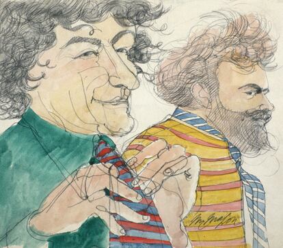 Retrato de Abbie Hoffman and Jerry Rubin durante el juicio.