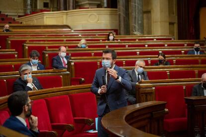 Pere Aragonès, en una sesión del Parlament.