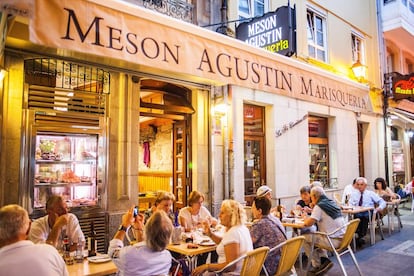 Terraza del Mes&oacute;n Agust&iacute;n, en A Coru&ntilde;a.