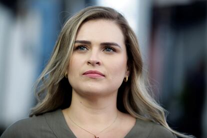 A candidata Marilia Arraes, que disputará o segundo turno com o primo João Campos.