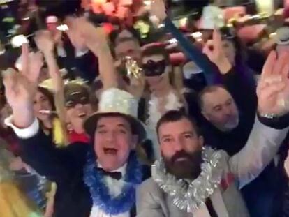 Antonio Banderas, durante la fiesta de fin de año.