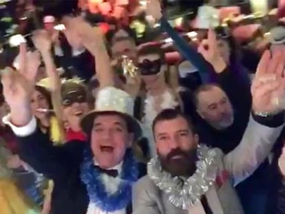 Antonio Banderas, durante la fiesta de fin de año.