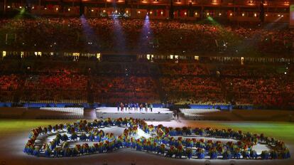 Cerimônia de encerramento no estádio do Maracanã no Rio de Janeiro.