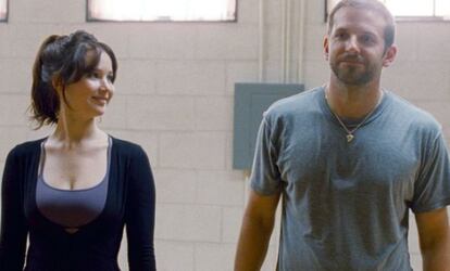 Odd couple: Jennifer Lawrence and Bradley Cooper in Silver Linings Playbook