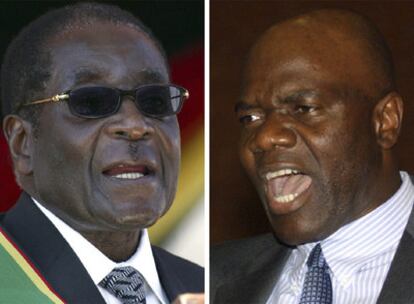 Robert Mugabe (izda) y Arthur Mutambara (dcha), en imágenes de archivo