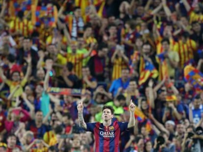 Messi celebra el primer gol del partit.