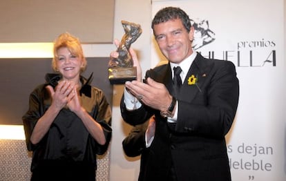 Antonio Banderas y la baronesa Thyssen, en Málaga, el 29 de marzo de 2012.
