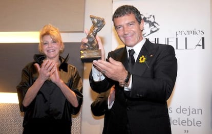 Antonio Banderas y la baronesa Thyssen, en M&aacute;laga, el 29 de marzo de 2012.