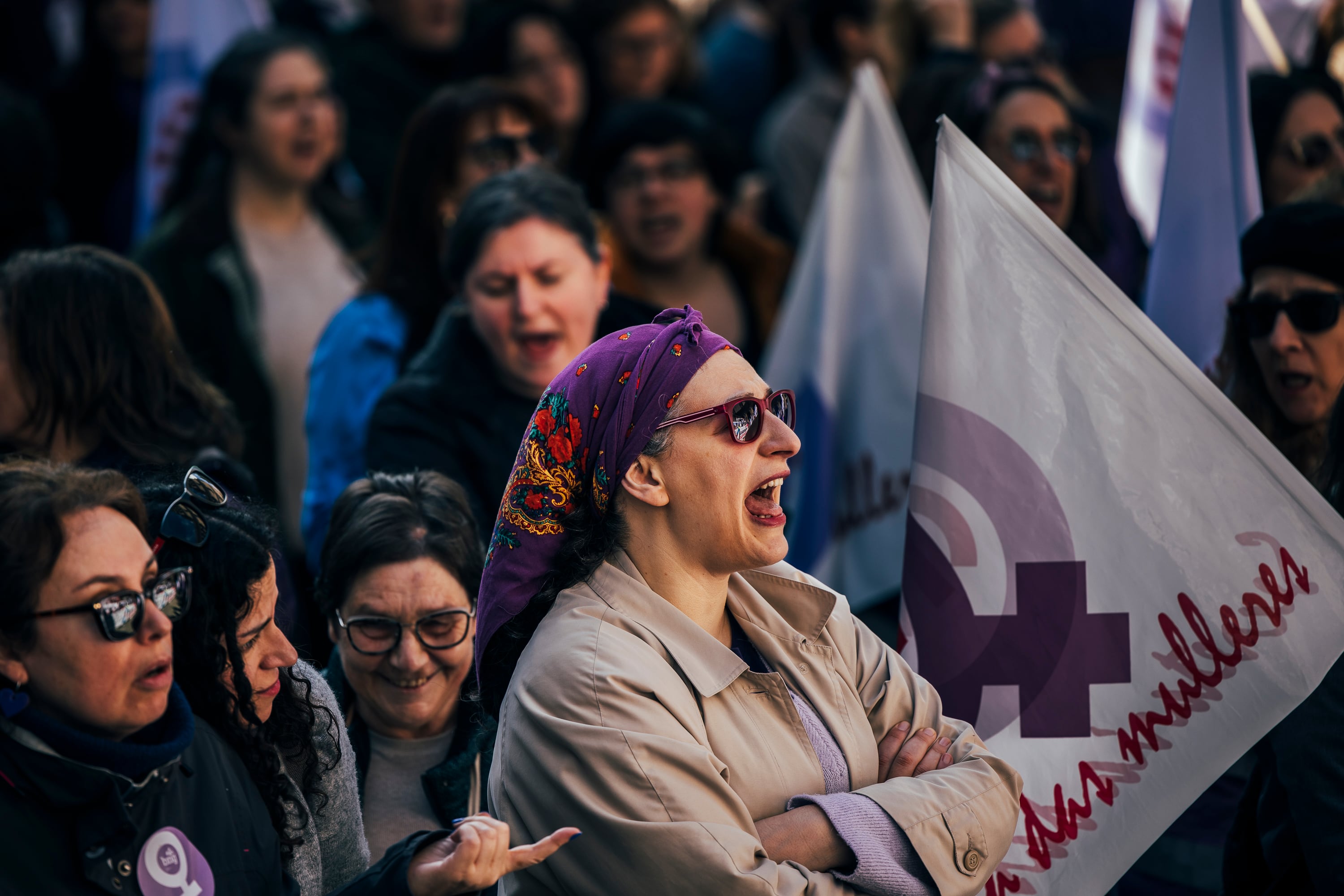 Manifestación convocada por el Secretaria das Mulleres, por las calles de Santiago de Compostela (A Coruña).