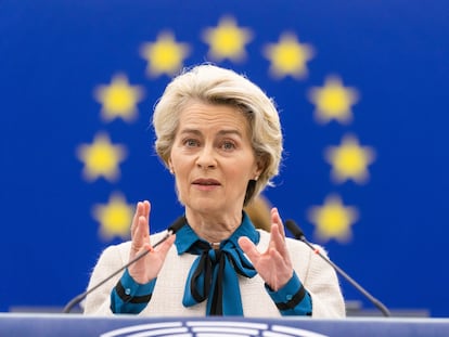 La presidenta de la Comisión, Ursula von der Leyen, el 18 de enero en el Parlamento Europeo.