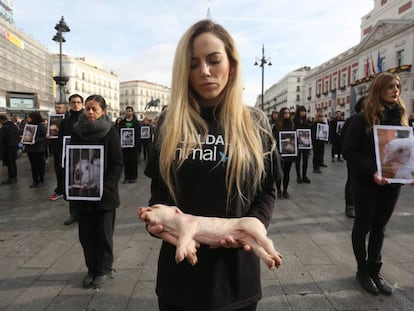 Manifestaci&oacute;n en Madrid, el pasado diciembre, de activistas de Igualdad Animal.