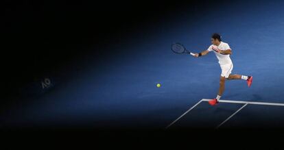 Federer, durante el partido contra Chung.