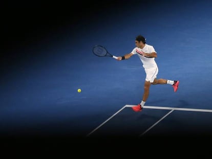 Federer, durante el partido contra Chung.