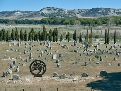 T27C3C The cemetery of Las Ruedas, in Pintia, Padilla de Duero, Pesquera de Duero, Penafiel, Valladolid, Castilla y Leon, Spain, Europe