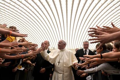 El Papa Francisco durante una reunión con niños de diferentes escuelas de Italia.