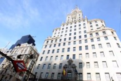 Sede hist&oacute;rica de Telef&oacute;nica en la Gran V&iacute;a de Madrid.