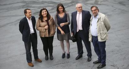 Susana de la Sierra, ex directora general del ICAA, en el centro, rodeada de —desde la izquierda— Adolfo Blanco (de la distribuidora A contracorriente), Fabia Buenaventura (en esos momentos, directora general de FAPAE, los productores), Juan Ramón Gómez Fabra (presidente de los exhibidores) y Enrique González Macho (presidente de la Academia de Cine), en un encuentro el pasado octubre en EL PAÍS.