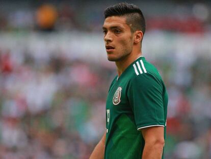 Jiménez, en un partido con México.