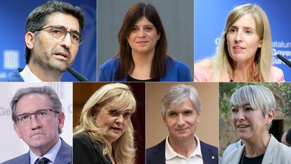 De izquierda a derecha y de arriba a abajo: Jordi Puigneró, Gemma Geis, Victòria Alsina, Jaume Giró, Violant Cervera, Josep Maria Argimon y Lourdes Ciuró.