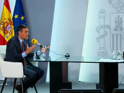 Pedro Sánchez during his interview on Tuesday with the Cadena SER radio network.